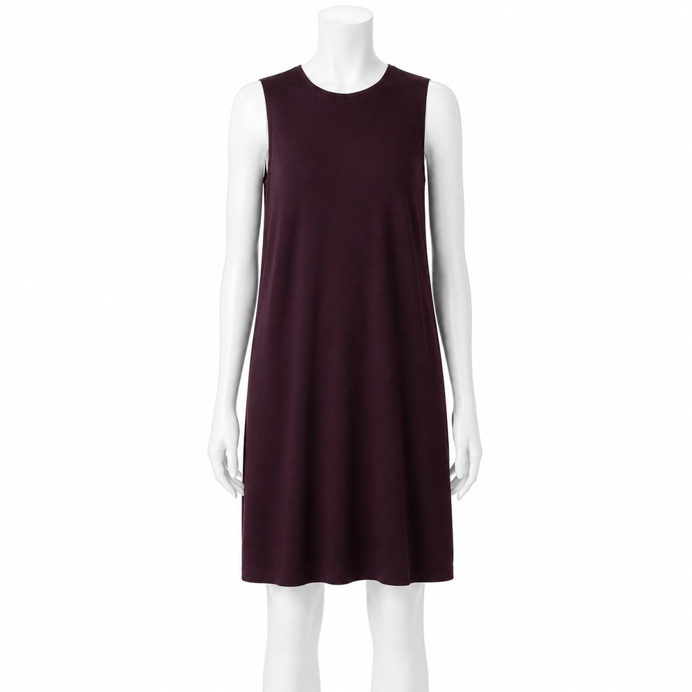 Eileen Fisher Sleeveless Shift Dress Women's Size Small Dark Burgundy Office
